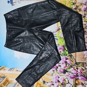 Verducci Black High Waist Vintage Leather Pants Size Small